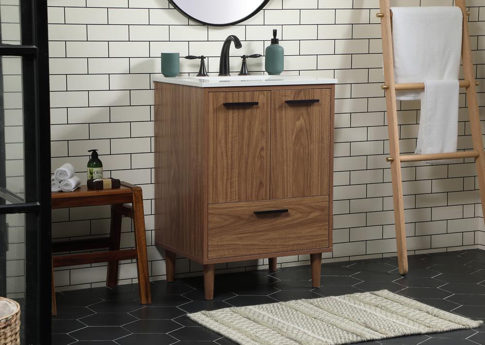 Elegant Furniture & Lighting - Baldwin 24 inch Single bathroom vanity in walnut brown - VF47024WB veiw 3