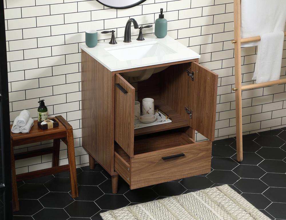Elegant Furniture & Lighting - Baldwin 24 inch Single bathroom vanity in walnut brown - VF47024WB veiw 4
