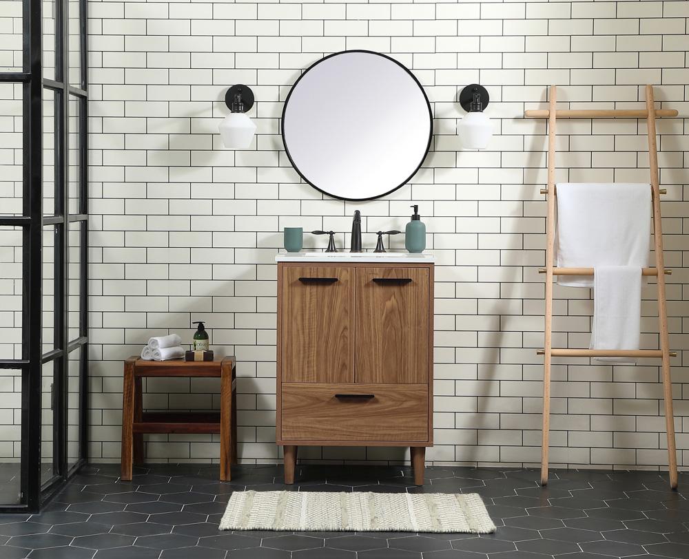 Elegant Furniture & Lighting - Baldwin 24 inch Single bathroom vanity in walnut brown - VF47024WB veiw 5