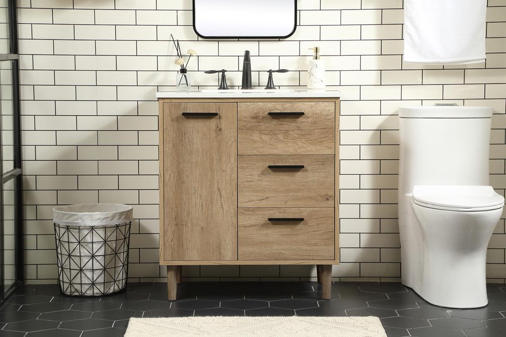 Elegant Furniture & Lighting - Baldwin 30 inch Single bathroom vanity in natural oak - VF47030NT veiw 2