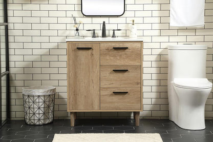 Elegant Furniture & Lighting - Baldwin 30 inch Single bathroom vanity in natural oak - VF47030NT veiw 2