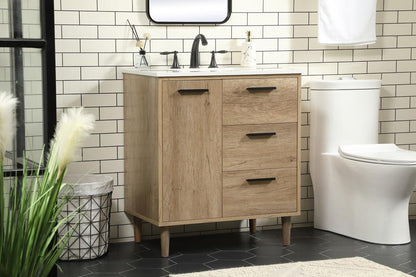 Elegant Furniture & Lighting - Baldwin 30 inch Single bathroom vanity in natural oak - VF47030NT veiw 3