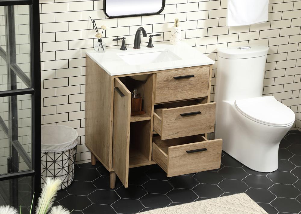 Elegant Furniture & Lighting - Baldwin 30 inch Single bathroom vanity in natural oak - VF47030NT veiw 4