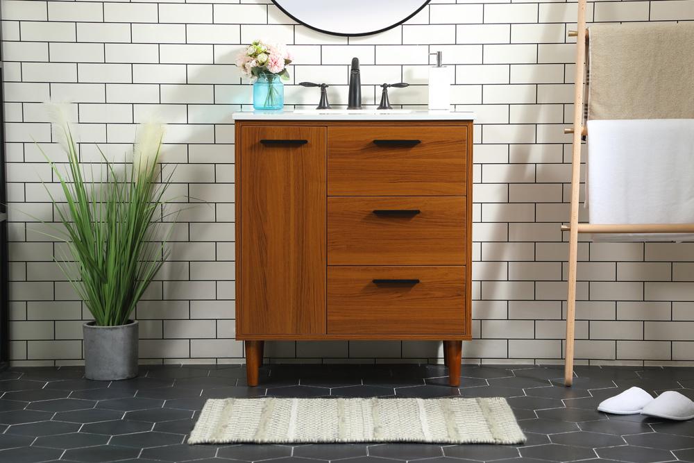 Elegant Furniture & Lighting - Baldwin 30 inch bathroom vanity in Teak - VF47030MTK veiw 2