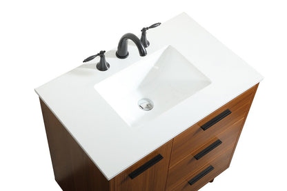 Elegant Furniture & Lighting - Baldwin 30 inch bathroom vanity in Teak - VF47030MTK veiw 3