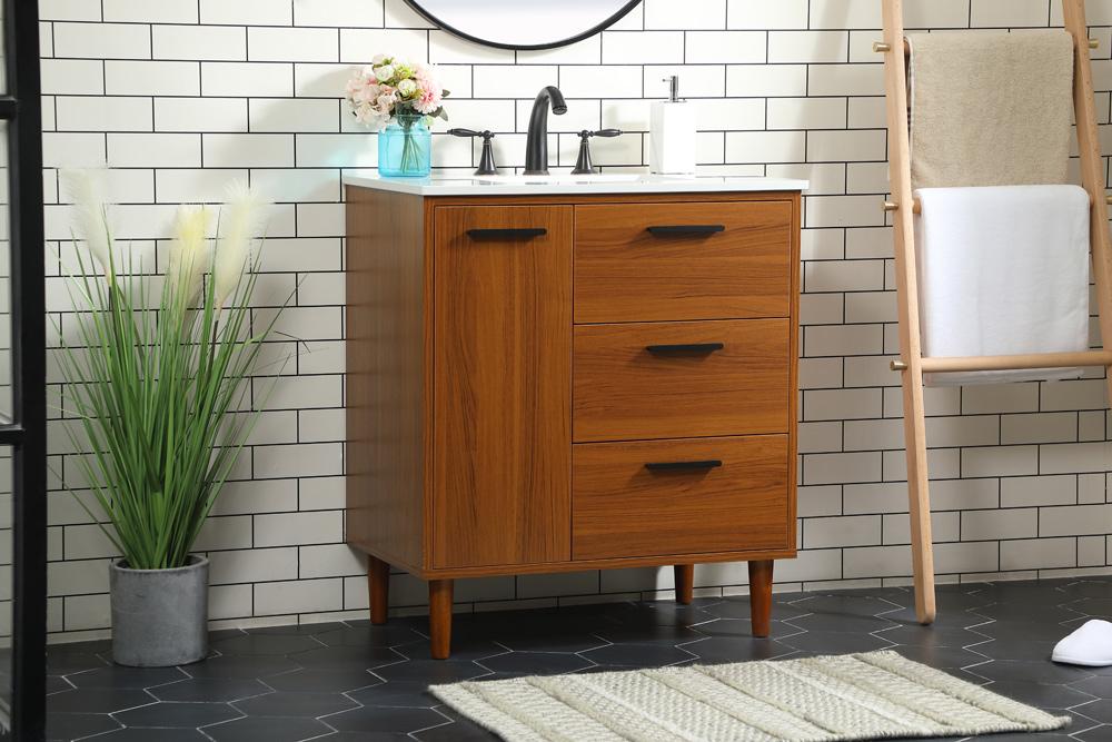 Elegant Furniture & Lighting - Baldwin 30 inch bathroom vanity in Teak - VF47030MTK veiw 9