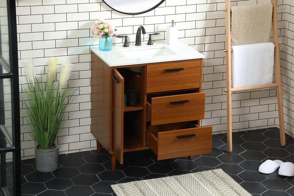 Elegant Furniture & Lighting - Baldwin 30 inch bathroom vanity in Teak - VF47030MTK veiw 10