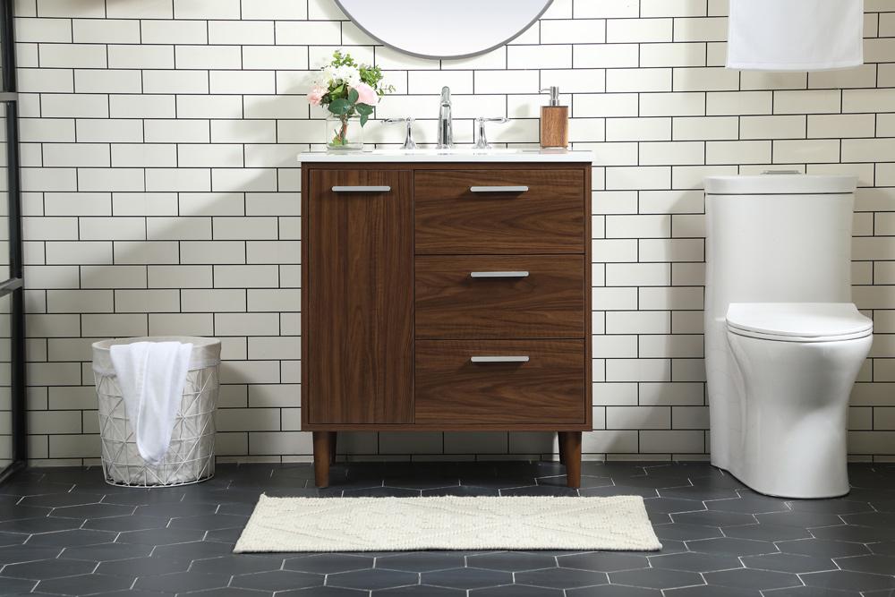 Elegant Furniture & Lighting - Baldwin 30 inch bathroom vanity in Walnut - VF47030MWT veiw 2