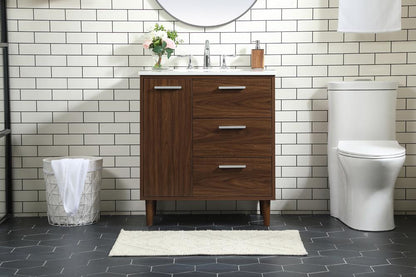 Elegant Furniture & Lighting - Baldwin 30 inch bathroom vanity in Walnut - VF47030MWT veiw 2