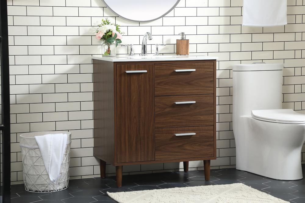 Elegant Furniture & Lighting - Baldwin 30 inch bathroom vanity in Walnut - VF47030MWT veiw 9