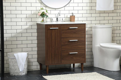 Elegant Furniture & Lighting - Baldwin 30 inch bathroom vanity in Walnut - VF47030MWT veiw 9