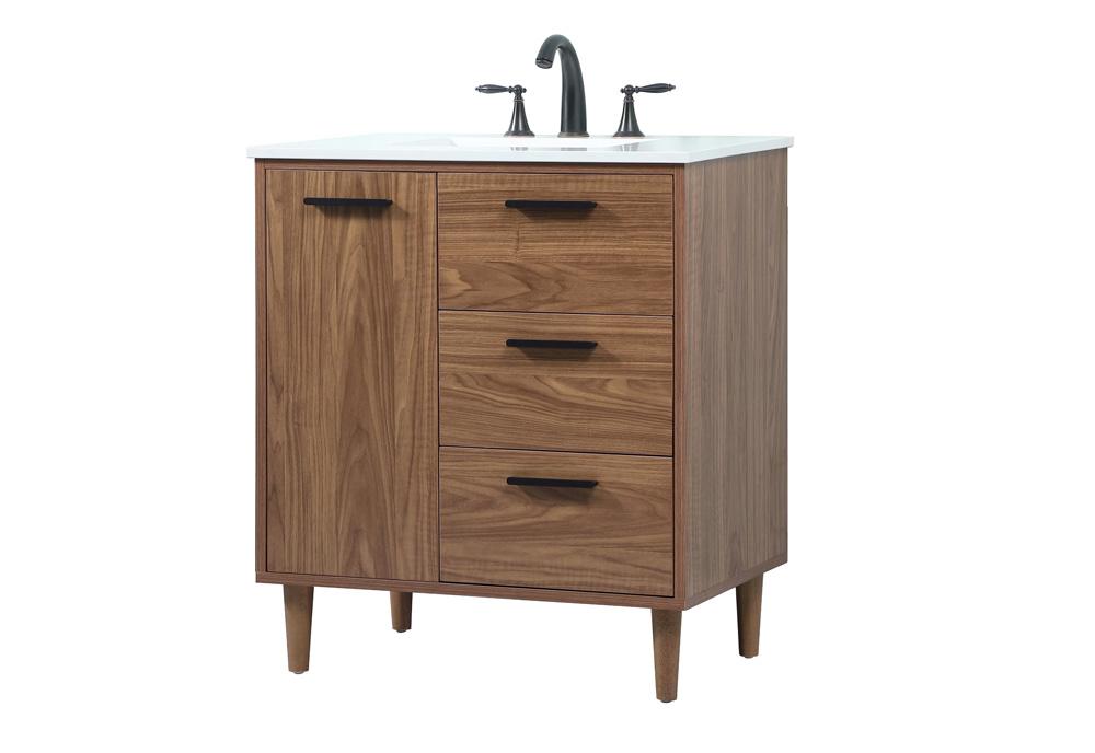 Elegant Furniture & Lighting - Baldwin 30 inch Single bathroom vanity in walnut brown - VF47030WB veiw 1