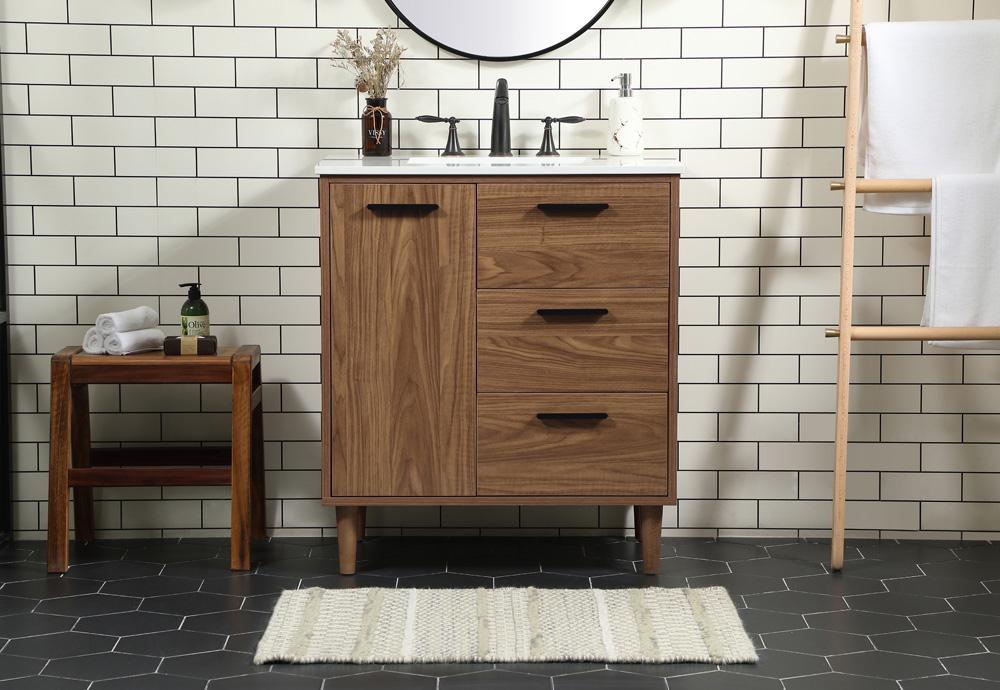 Elegant Furniture & Lighting - Baldwin 30 inch Single bathroom vanity in walnut brown - VF47030WB veiw 2