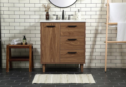 Elegant Furniture & Lighting - Baldwin 30 inch Single bathroom vanity in walnut brown - VF47030WB veiw 2