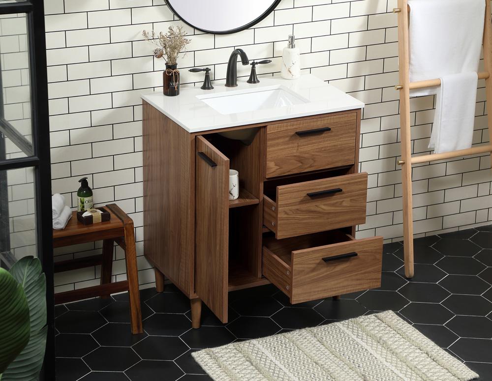 Elegant Furniture & Lighting - Baldwin 30 inch Single bathroom vanity in walnut brown - VF47030WB veiw 4