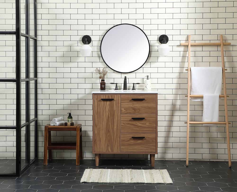 Elegant Furniture & Lighting - Baldwin 30 inch Single bathroom vanity in walnut brown - VF47030WB veiw 5