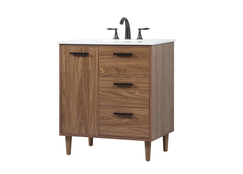 Elegant Furniture & Lighting - Baldwin 30 inch Single bathroom vanity in walnut brown - VF47030WB veiw 8