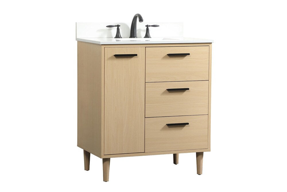 Elegant Furniture & Lighting - Baldwin 30 inch bathroom vanity in Maple with backsplash - VF47030MMP-BS veiw 1