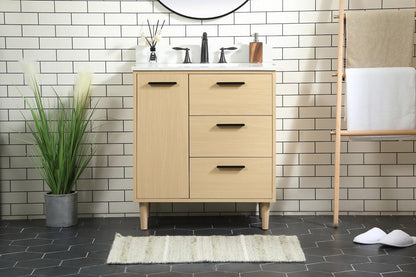 Elegant Furniture & Lighting - Baldwin 30 inch bathroom vanity in Maple with backsplash - VF47030MMP-BS veiw 2