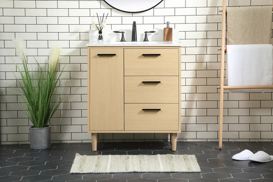 Elegant Furniture & Lighting - Baldwin 30 inch bathroom vanity in Maple with backsplash - VF47030MMP-BS veiw 2