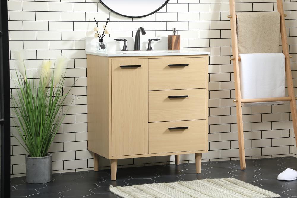 Elegant Furniture & Lighting - Baldwin 30 inch bathroom vanity in Maple with backsplash - VF47030MMP-BS veiw 9