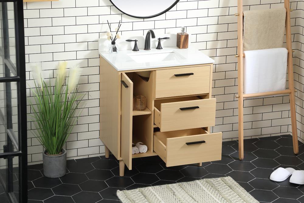 Elegant Furniture & Lighting - Baldwin 30 inch bathroom vanity in Maple with backsplash - VF47030MMP-BS veiw 10