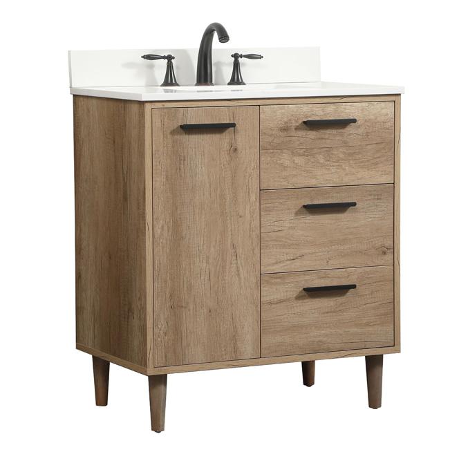 Elegant Furniture & Lighting - Baldwin 30 inch Single bathroom vanity in natural oak with backsplash - VF47030NT-BS veiw 1