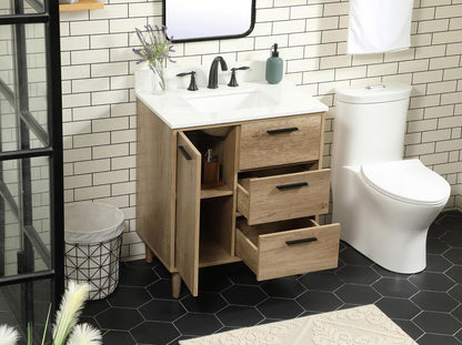 Elegant Furniture & Lighting - Baldwin 30 inch Single bathroom vanity in natural oak with backsplash - VF47030NT-BS veiw 4
