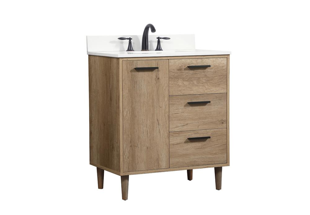 Elegant Furniture & Lighting - Baldwin 30 inch Single bathroom vanity in natural oak with backsplash - VF47030NT-BS veiw 8