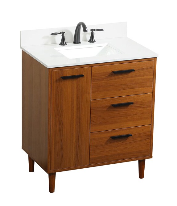 Elegant Furniture & Lighting - Baldwin 30 inch bathroom vanity in Teak with backsplash - VF47030MTK-BS veiw 1