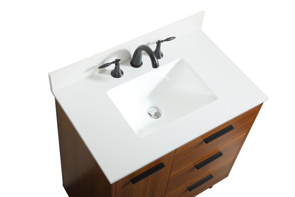 Elegant Furniture & Lighting - Baldwin 30 inch bathroom vanity in Teak with backsplash - VF47030MTK-BS veiw 3