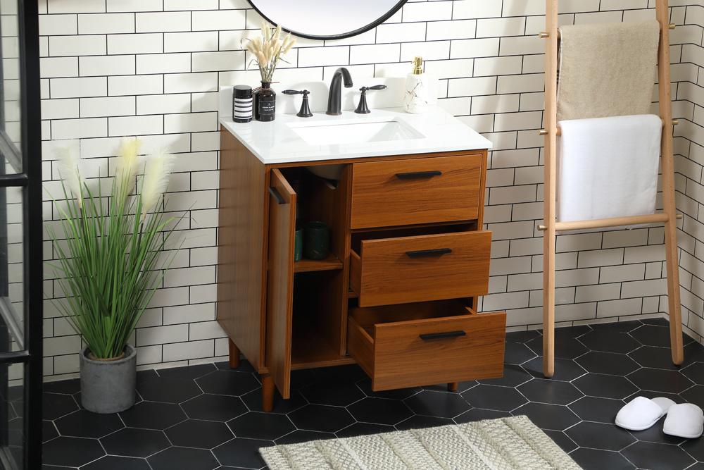 Elegant Furniture & Lighting - Baldwin 30 inch bathroom vanity in Teak with backsplash - VF47030MTK-BS veiw 10