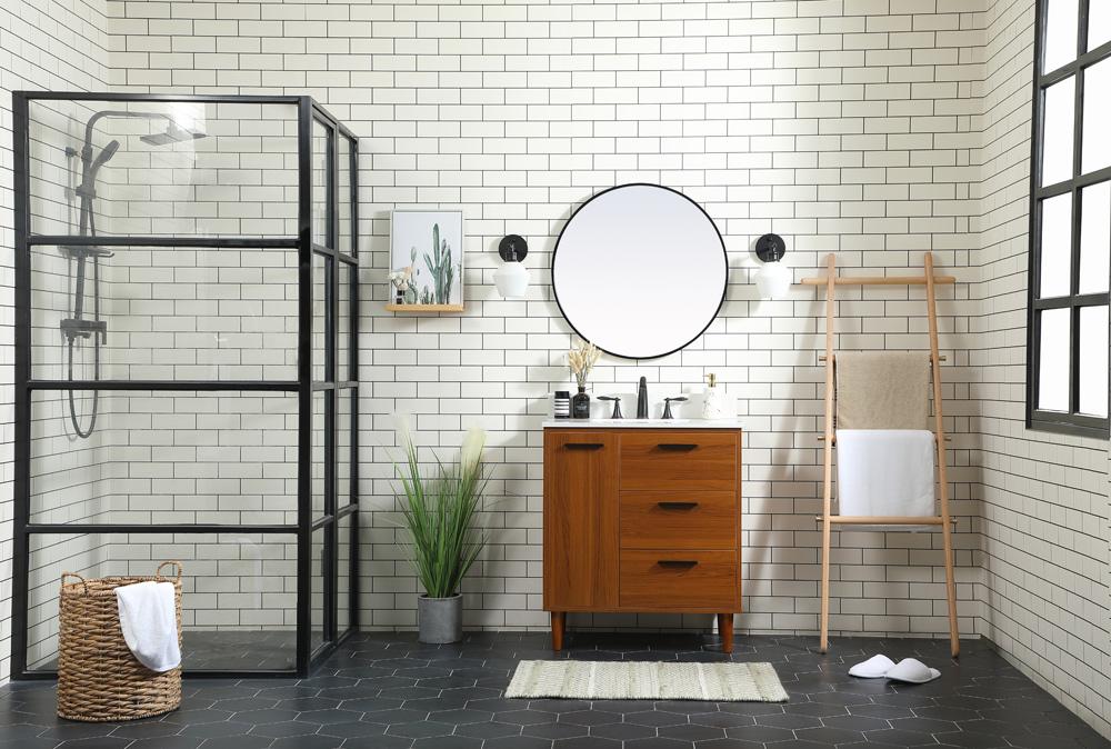Elegant Furniture & Lighting - Baldwin 30 inch bathroom vanity in Teak with backsplash - VF47030MTK-BS veiw 11