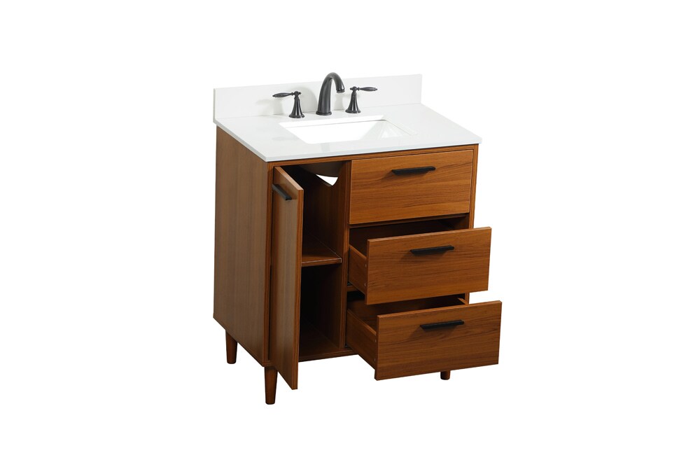 Elegant Furniture & Lighting - Baldwin 30 inch bathroom vanity in Teak with backsplash - VF47030MTK-BS veiw 16