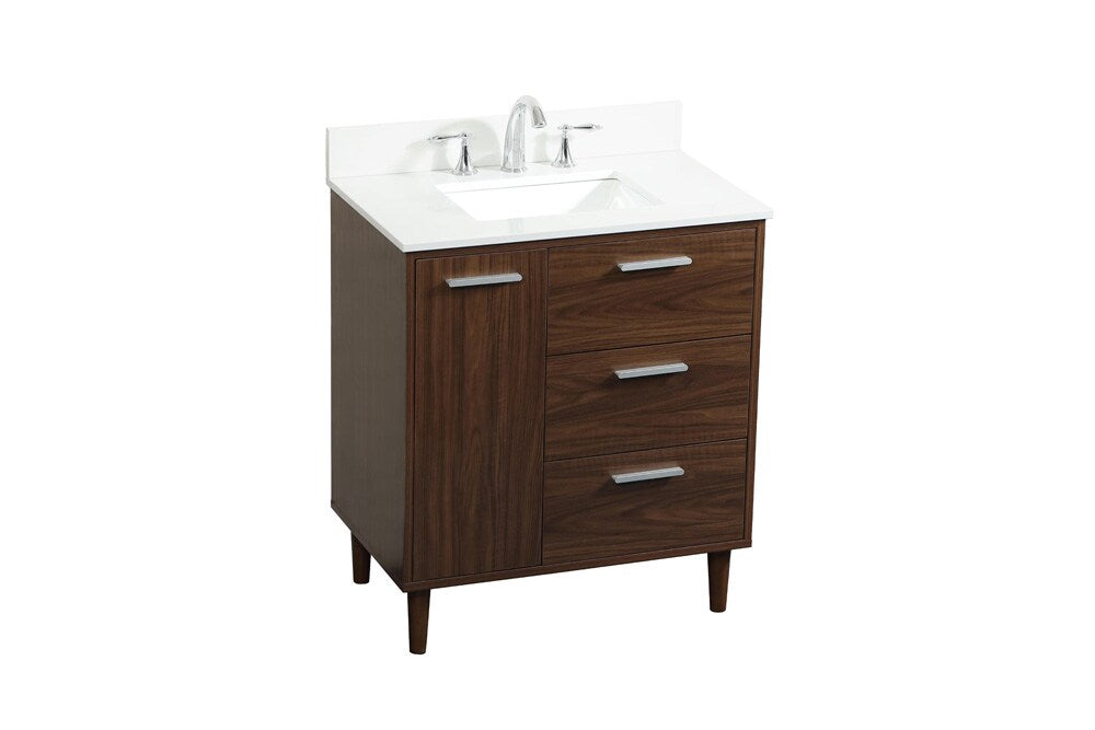 Elegant Furniture & Lighting - Baldwin 30 inch bathroom vanity in Walnut with backsplash - VF47030MWT-BS veiw 1