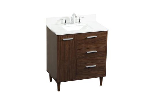 Elegant Furniture & Lighting - Baldwin 30 inch bathroom vanity in Walnut with backsplash - VF47030MWT-BS veiw 1