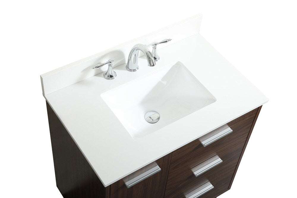 Elegant Furniture & Lighting - Baldwin 30 inch bathroom vanity in Walnut with backsplash - VF47030MWT-BS veiw 3
