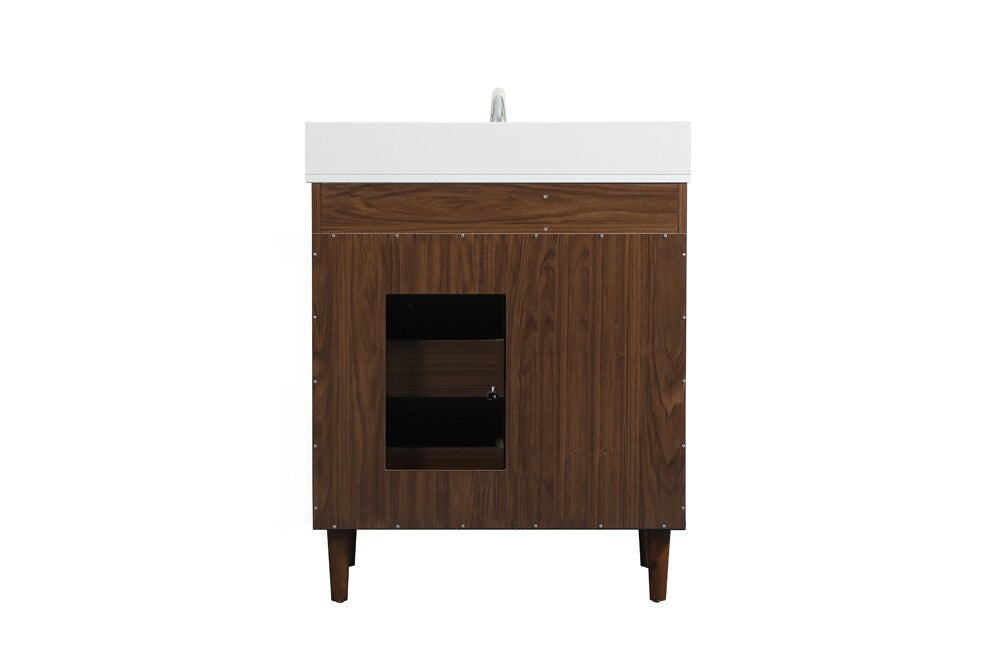 Elegant Furniture & Lighting - Baldwin 30 inch bathroom vanity in Walnut with backsplash - VF47030MWT-BS veiw 8