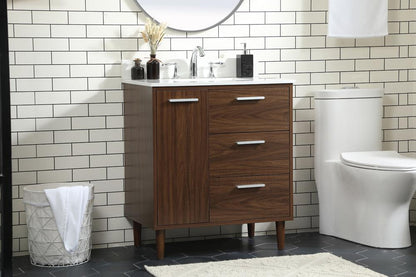 Elegant Furniture & Lighting - Baldwin 30 inch bathroom vanity in Walnut with backsplash - VF47030MWT-BS veiw 9