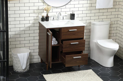 Elegant Furniture & Lighting - Baldwin 30 inch bathroom vanity in Walnut with backsplash - VF47030MWT-BS veiw 10