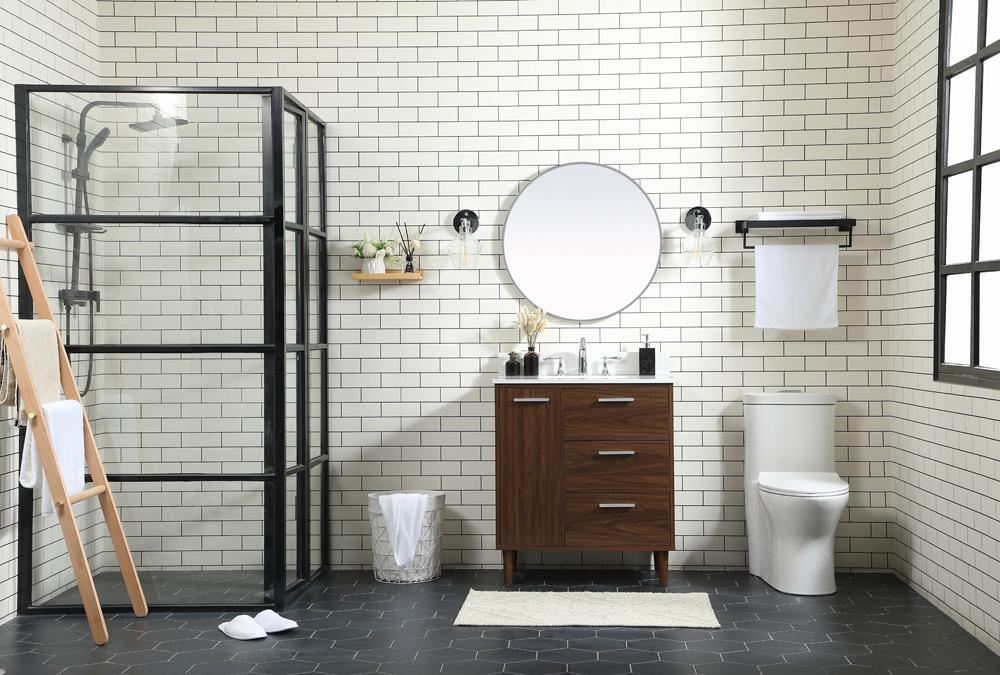 Elegant Furniture & Lighting - Baldwin 30 inch bathroom vanity in Walnut with backsplash - VF47030MWT-BS veiw 11