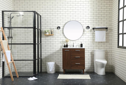 Elegant Furniture & Lighting - Baldwin 30 inch bathroom vanity in Walnut with backsplash - VF47030MWT-BS veiw 11