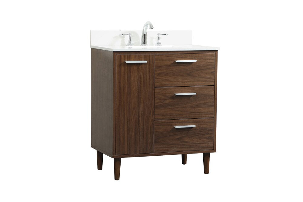 Elegant Furniture & Lighting - Baldwin 30 inch bathroom vanity in Walnut with backsplash - VF47030MWT-BS veiw 14