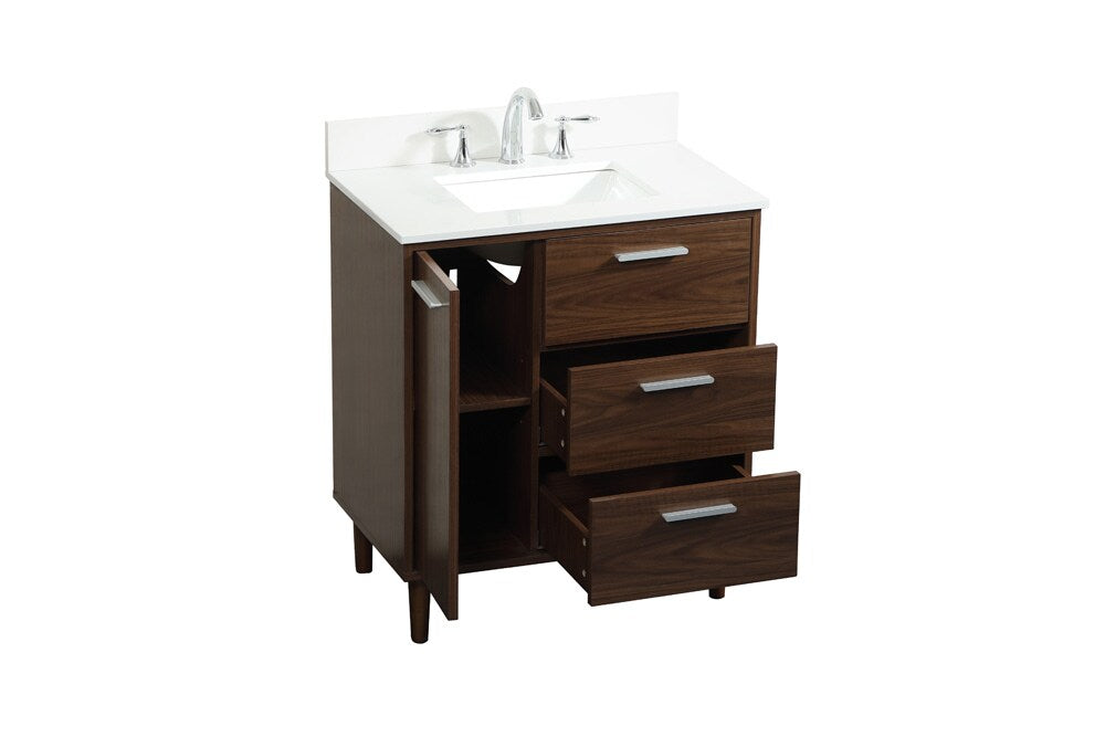 Elegant Furniture & Lighting - Baldwin 30 inch bathroom vanity in Walnut with backsplash - VF47030MWT-BS veiw 16
