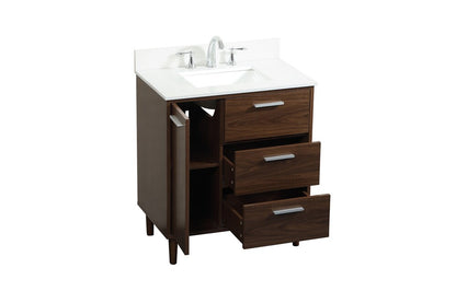 Elegant Furniture & Lighting - Baldwin 30 inch bathroom vanity in Walnut with backsplash - VF47030MWT-BS veiw 16