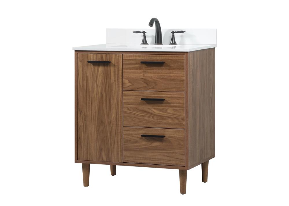 Elegant Furniture & Lighting - Baldwin 30 inch Single bathroom vanity in walnut brown with backsplash - VF47030WB-BS veiw 1