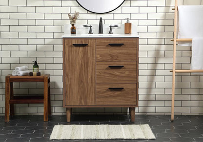 Elegant Furniture & Lighting - Baldwin 30 inch Single bathroom vanity in walnut brown with backsplash - VF47030WB-BS veiw 2