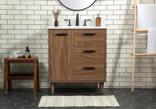 Elegant Furniture & Lighting - Baldwin 30 inch Single bathroom vanity in walnut brown with backsplash - VF47030WB-BS veiw 2
