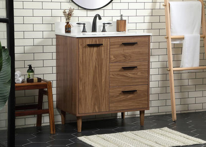 Elegant Furniture & Lighting - Baldwin 30 inch Single bathroom vanity in walnut brown with backsplash - VF47030WB-BS veiw 3