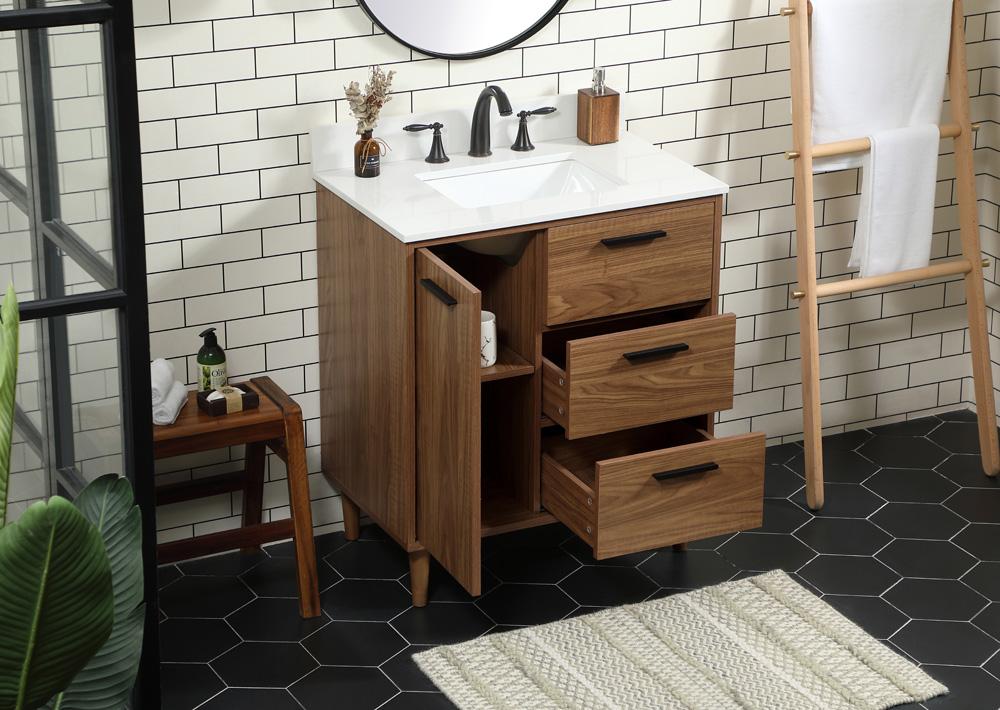 Elegant Furniture & Lighting - Baldwin 30 inch Single bathroom vanity in walnut brown with backsplash - VF47030WB-BS veiw 4